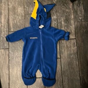 Columbia Boys  Fleece Snowsuit Bunting Blue Jester Hat Hoodie Zip
